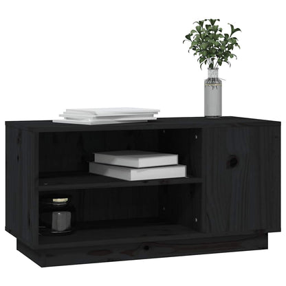 TV Cabinet Black 80x35x40.5 cm Solid Wood Pine