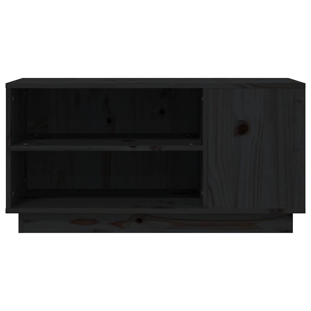 TV Cabinet Black 80x35x40.5 cm Solid Wood Pine