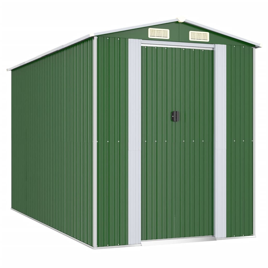 Garden Shed Green 192x357x223 cm Galvanised Steel