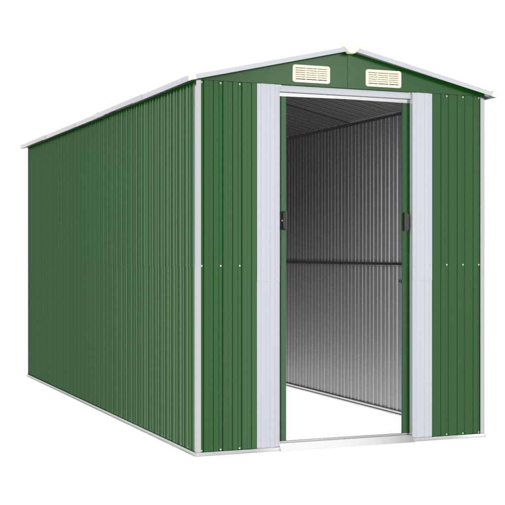 Garden Shed Green 192x440x223 cm Galvanised Steel