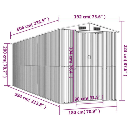 Garden Shed Green 192x606x223 cm Galvanised Steel