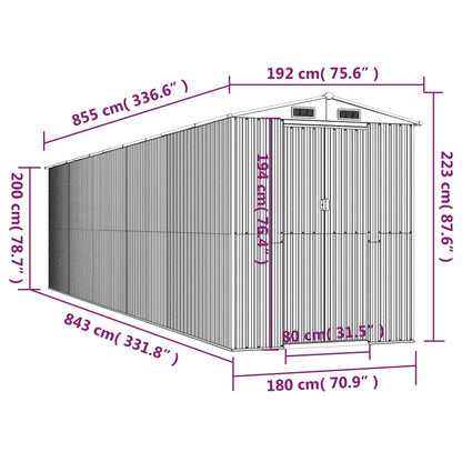 Garden Shed Green 192x855x223 cm Galvanised Steel