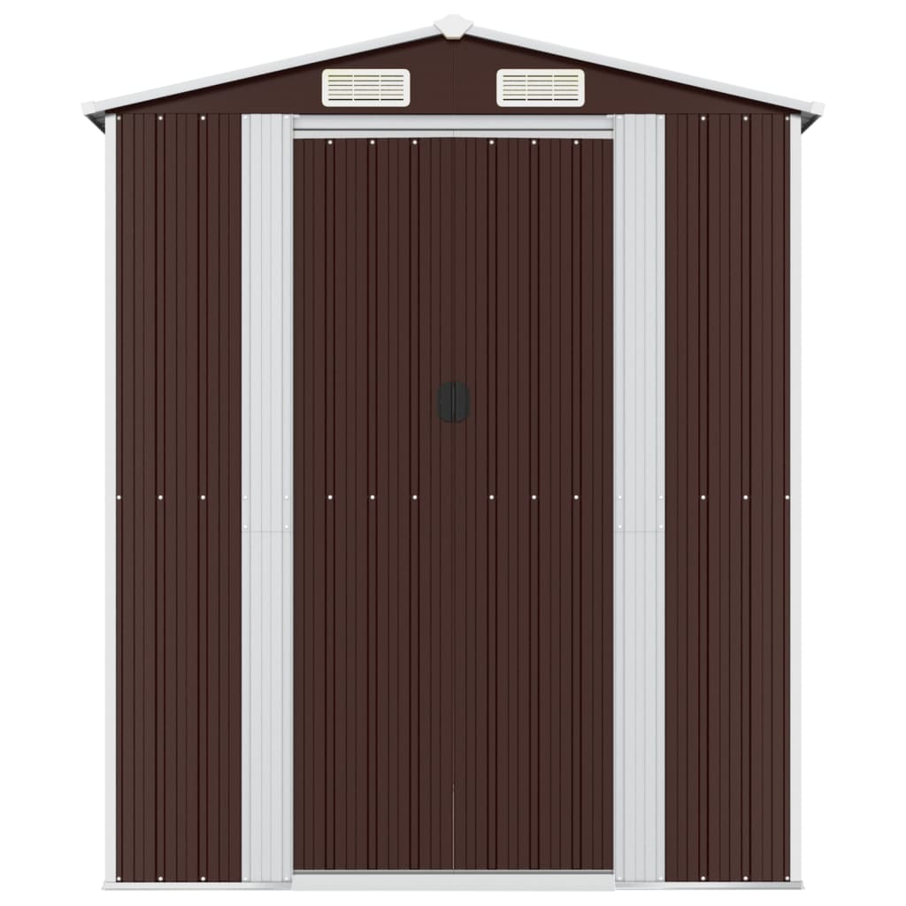 Garden Shed Dark Brown 192x357x223 cm Galvanised Steel