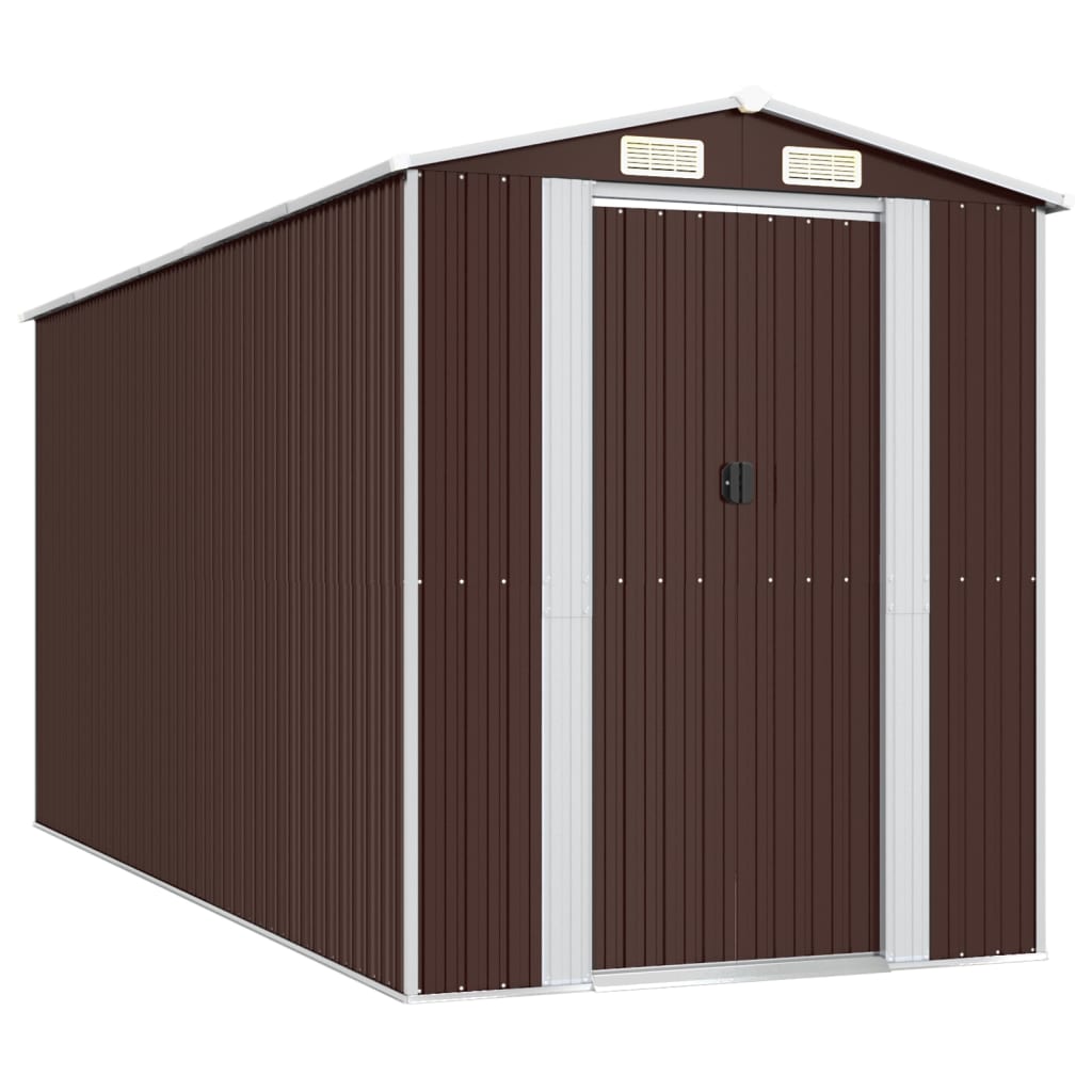 Garden Shed Dark Brown 192x440x223 cm Galvanised Steel