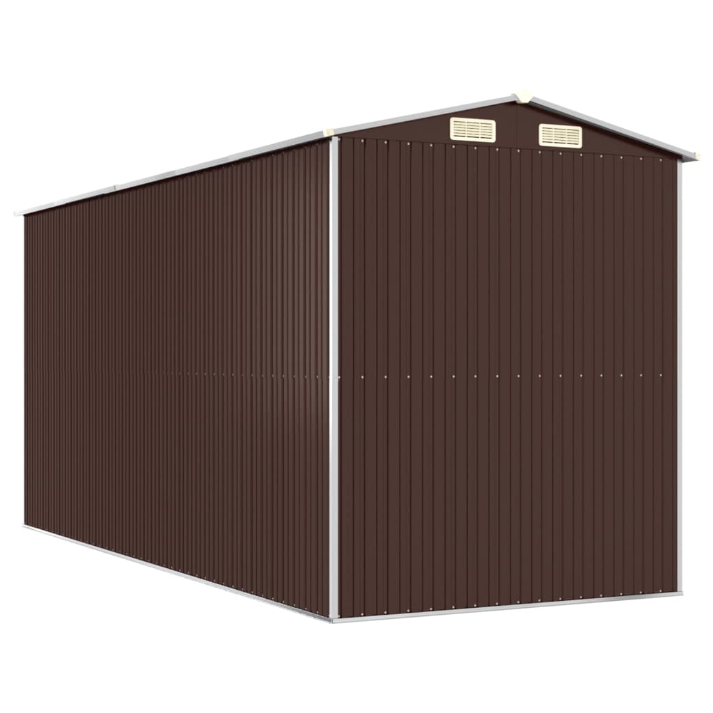 Garden Shed Dark Brown 192x440x223 cm Galvanised Steel