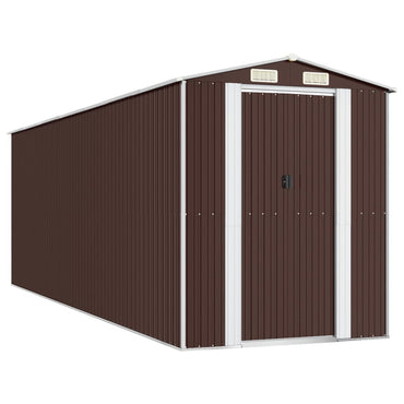 Garden Shed Dark Brown 192x606x223 cm Galvanised Steel