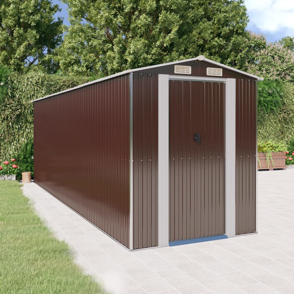 Garden Shed Dark Brown 192x606x223 cm Galvanised Steel