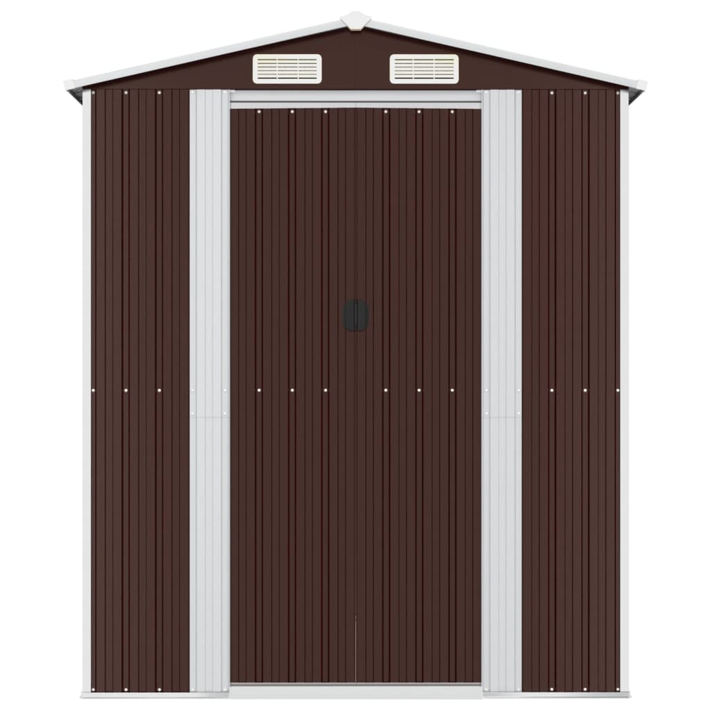 Garden Shed Dark Brown 192x689x223 cm Galvanised Steel