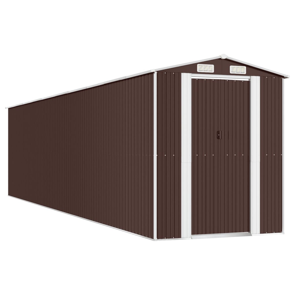 Garden Shed Dark Brown 192x855x223 cm Galvanised Steel