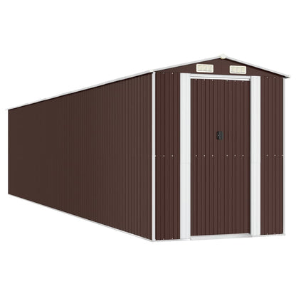 Garden Shed Dark Brown 192x938x223 cm Galvanised Steel