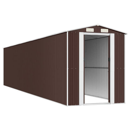 Garden Shed Dark Brown 192x938x223 cm Galvanised Steel