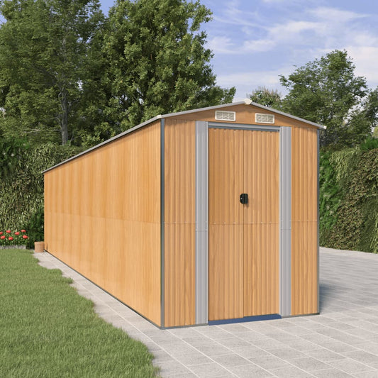 Garden Shed Light Brown 192x855x223 cm Galvanised Steel