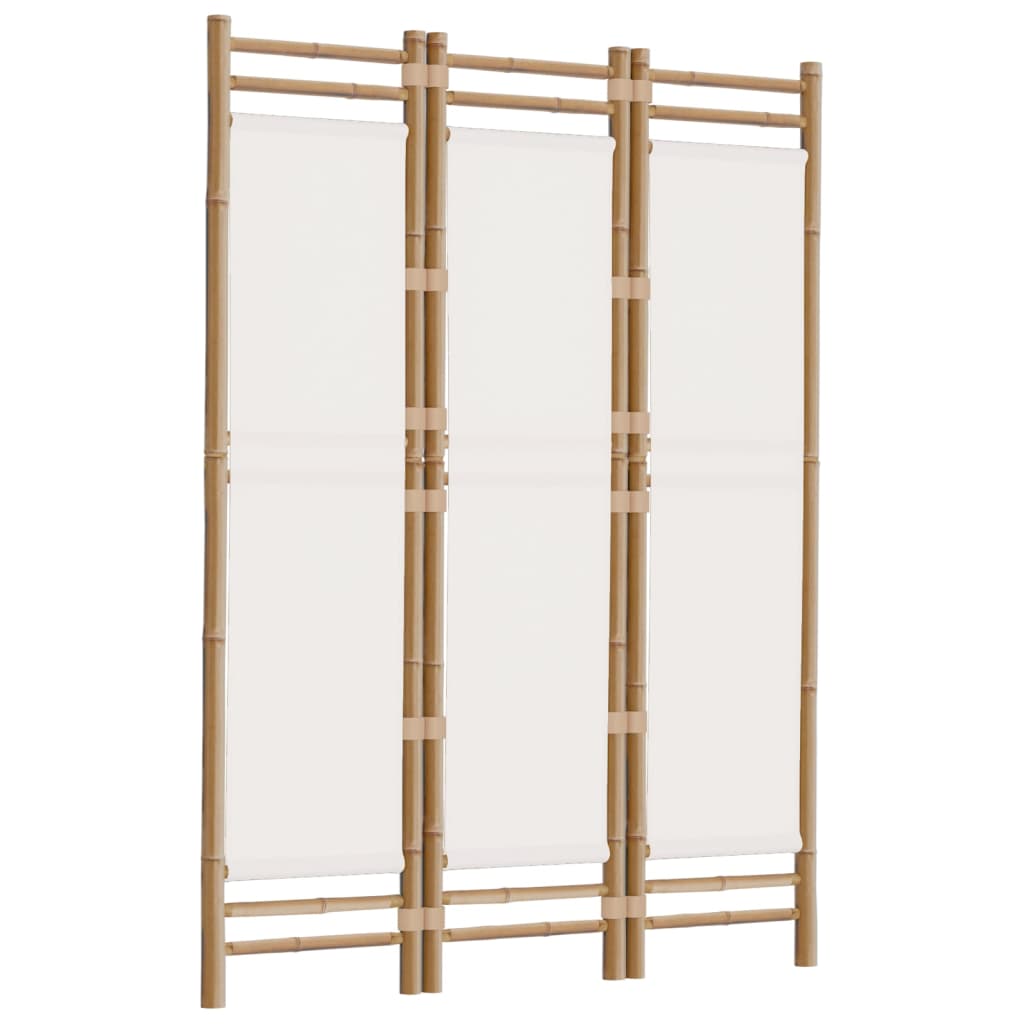 Folding 3-Panel Room Divider 47.2" Bamboo and Canvas