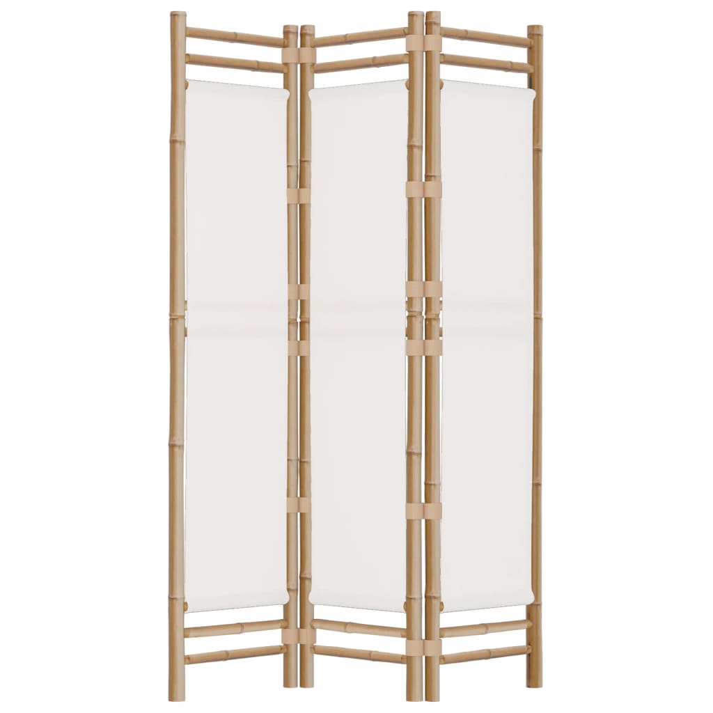 Folding 3-Panel Room Divider 47.2" Bamboo and Canvas