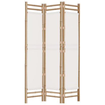 Folding 3-Panel Room Divider 47.2" Bamboo and Canvas
