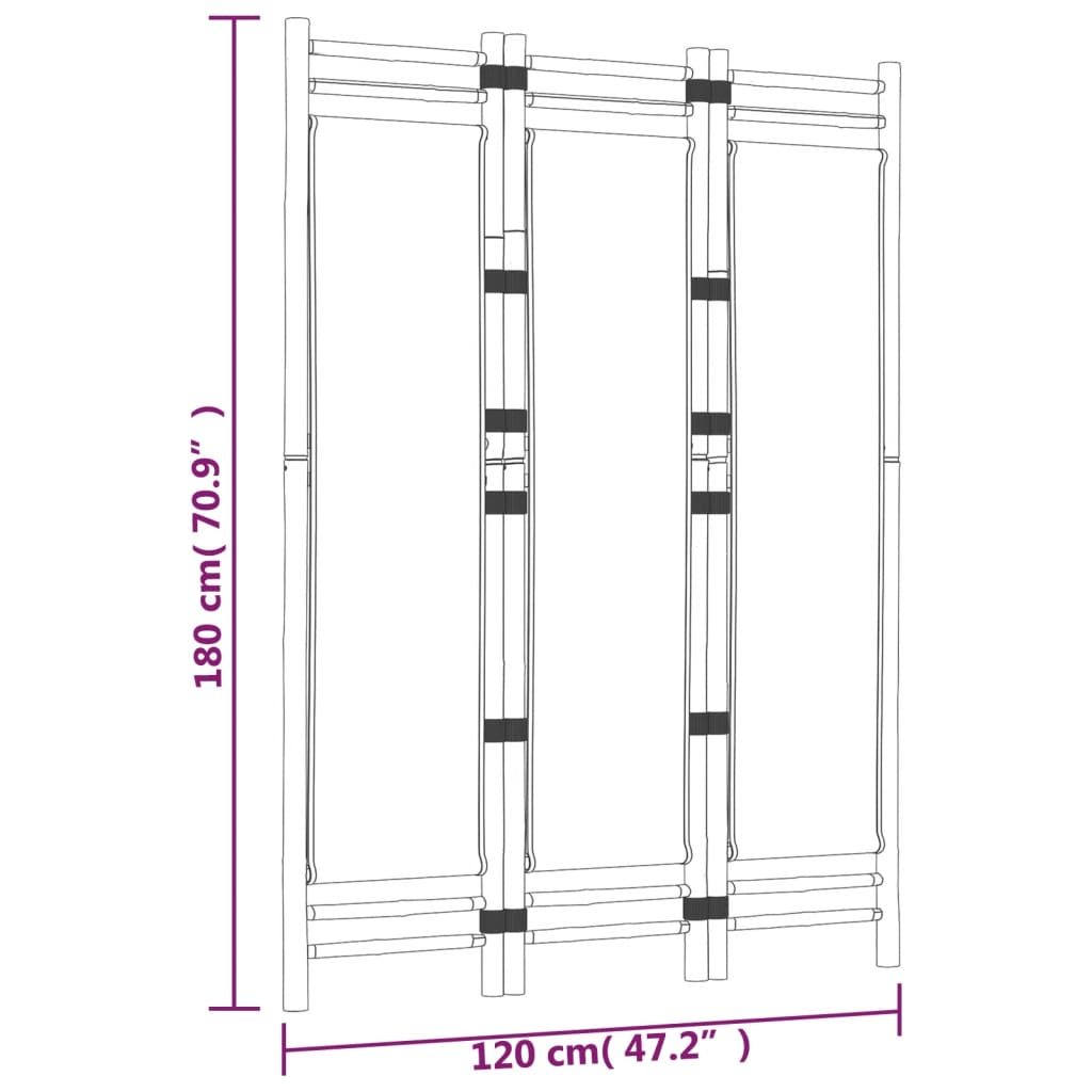 Folding 3-Panel Room Divider 47.2" Bamboo and Canvas