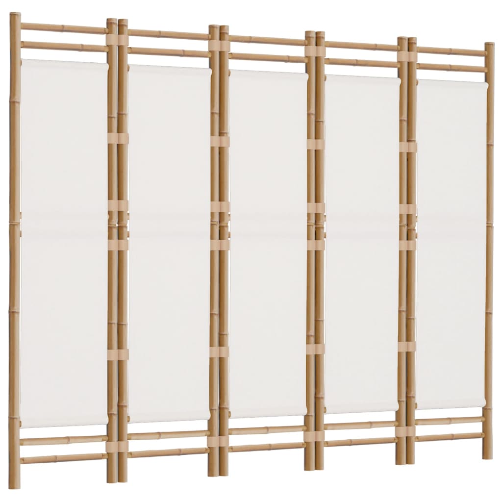 Folding 5-Panel Room Divider 78.7" Bamboo and Canvas