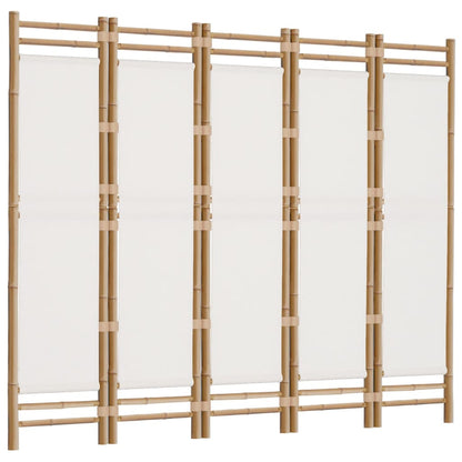 Folding 5-Panel Room Divider 78.7" Bamboo and Canvas