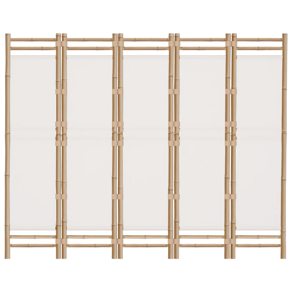 Folding 5-Panel Room Divider 78.7" Bamboo and Canvas