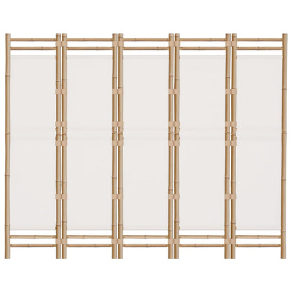 Folding 5-Panel Room Divider 78.7" Bamboo and Canvas