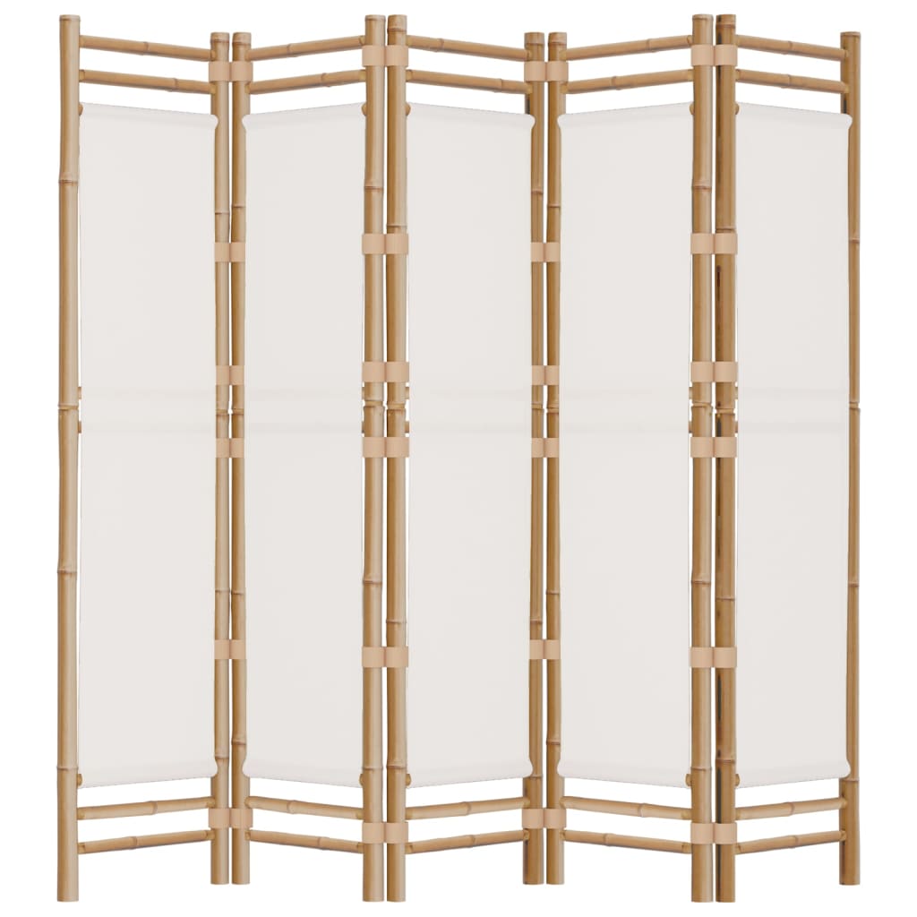 Folding 5-Panel Room Divider 78.7" Bamboo and Canvas