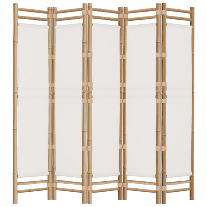 Folding 5-Panel Room Divider 78.7" Bamboo and Canvas
