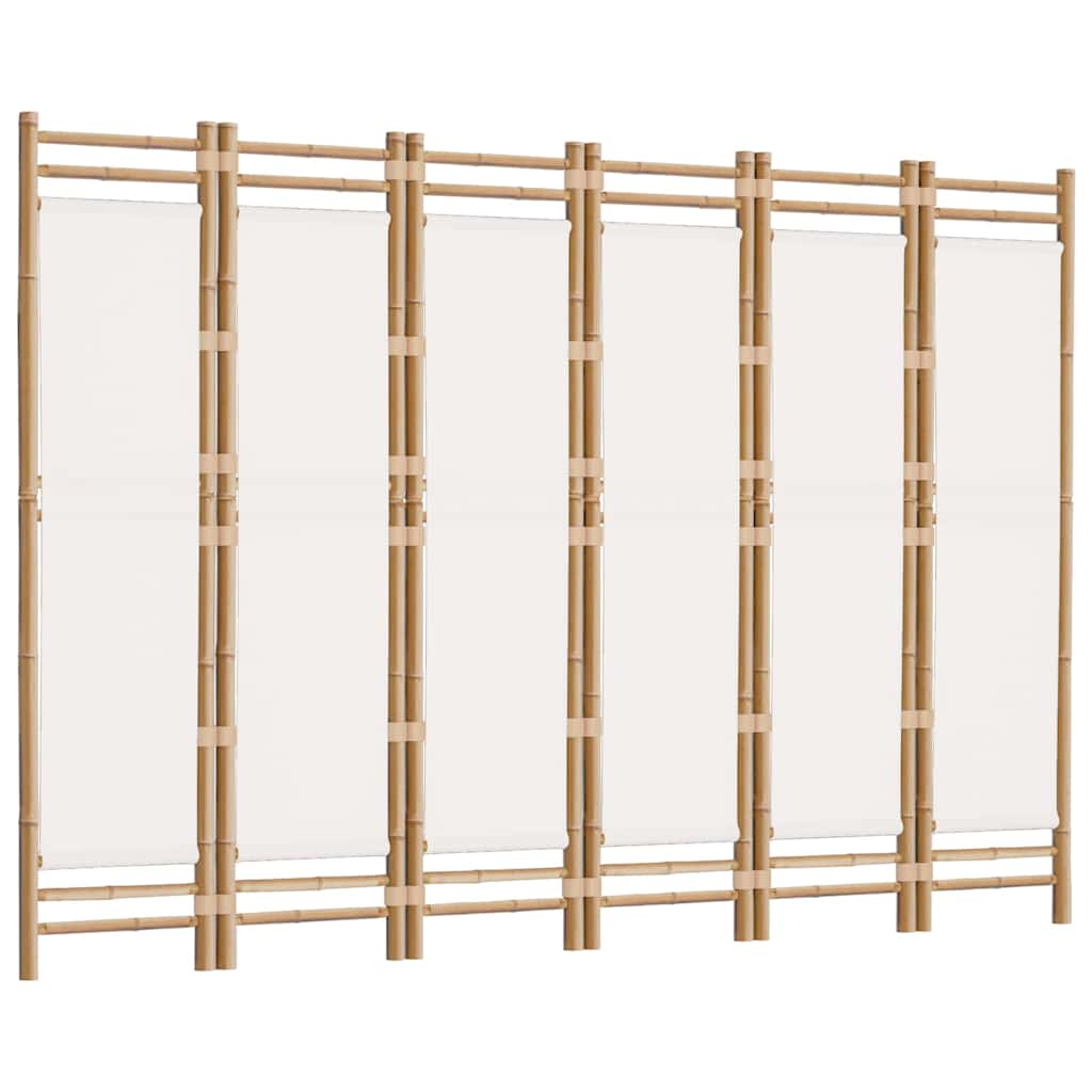 Folding 6-Panel Room Divider 94.5" Bamboo and Canvas