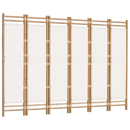 Folding 6-Panel Room Divider 94.5" Bamboo and Canvas