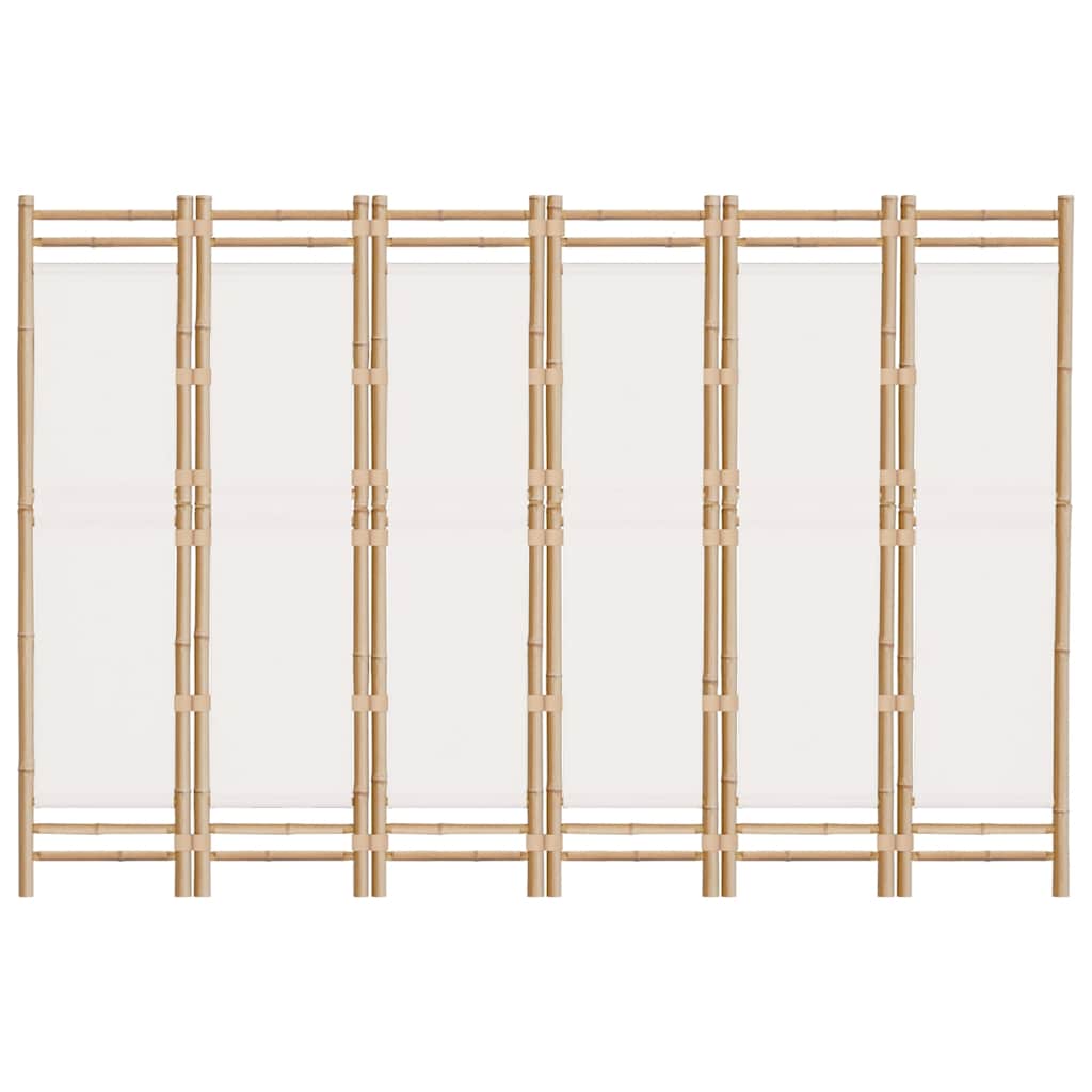 Folding 6-Panel Room Divider 94.5" Bamboo and Canvas