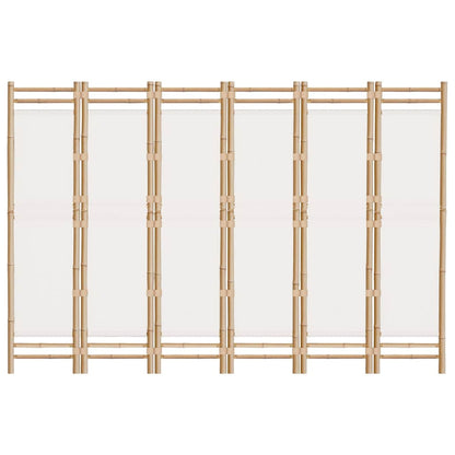 Folding 6-Panel Room Divider 94.5" Bamboo and Canvas