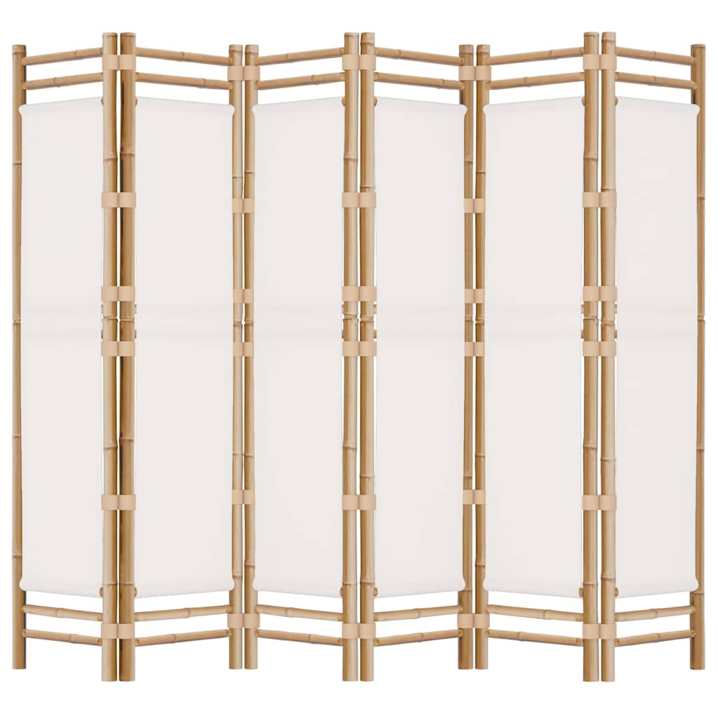 Folding 6-Panel Room Divider 94.5" Bamboo and Canvas