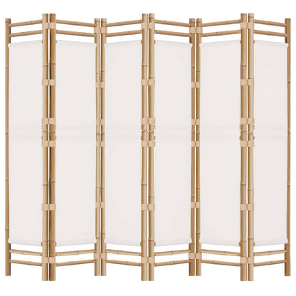 Folding 6-Panel Room Divider 94.5" Bamboo and Canvas