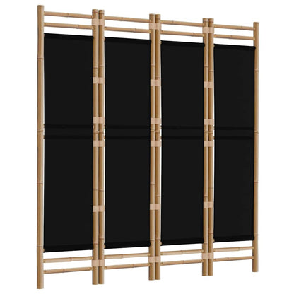 Folding 4-Panel Room Divider 63" Bamboo and Canvas