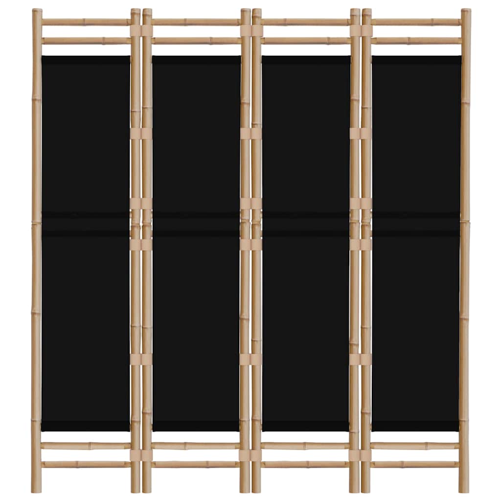 Folding 4-Panel Room Divider 63" Bamboo and Canvas
