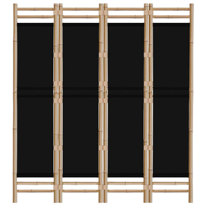 Folding 4-Panel Room Divider 63" Bamboo and Canvas