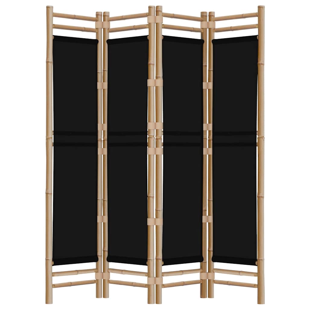 Folding 4-Panel Room Divider 63" Bamboo and Canvas