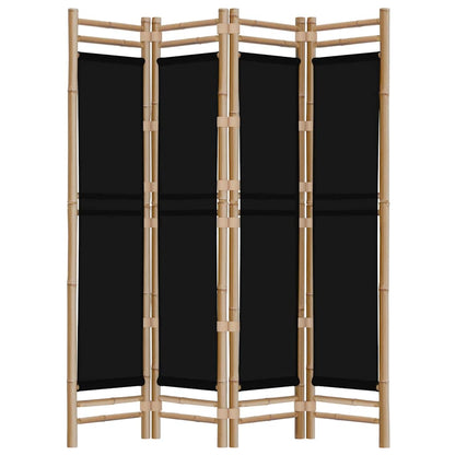 Folding 4-Panel Room Divider 63" Bamboo and Canvas