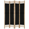 Folding 4-Panel Room Divider 160 cm Bamboo and Canvas