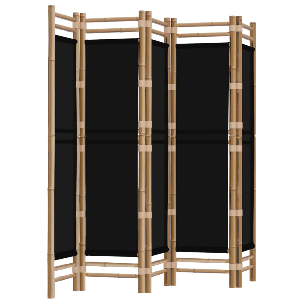 Folding 5-Panel Room Divider 78.7" Bamboo and Canvas