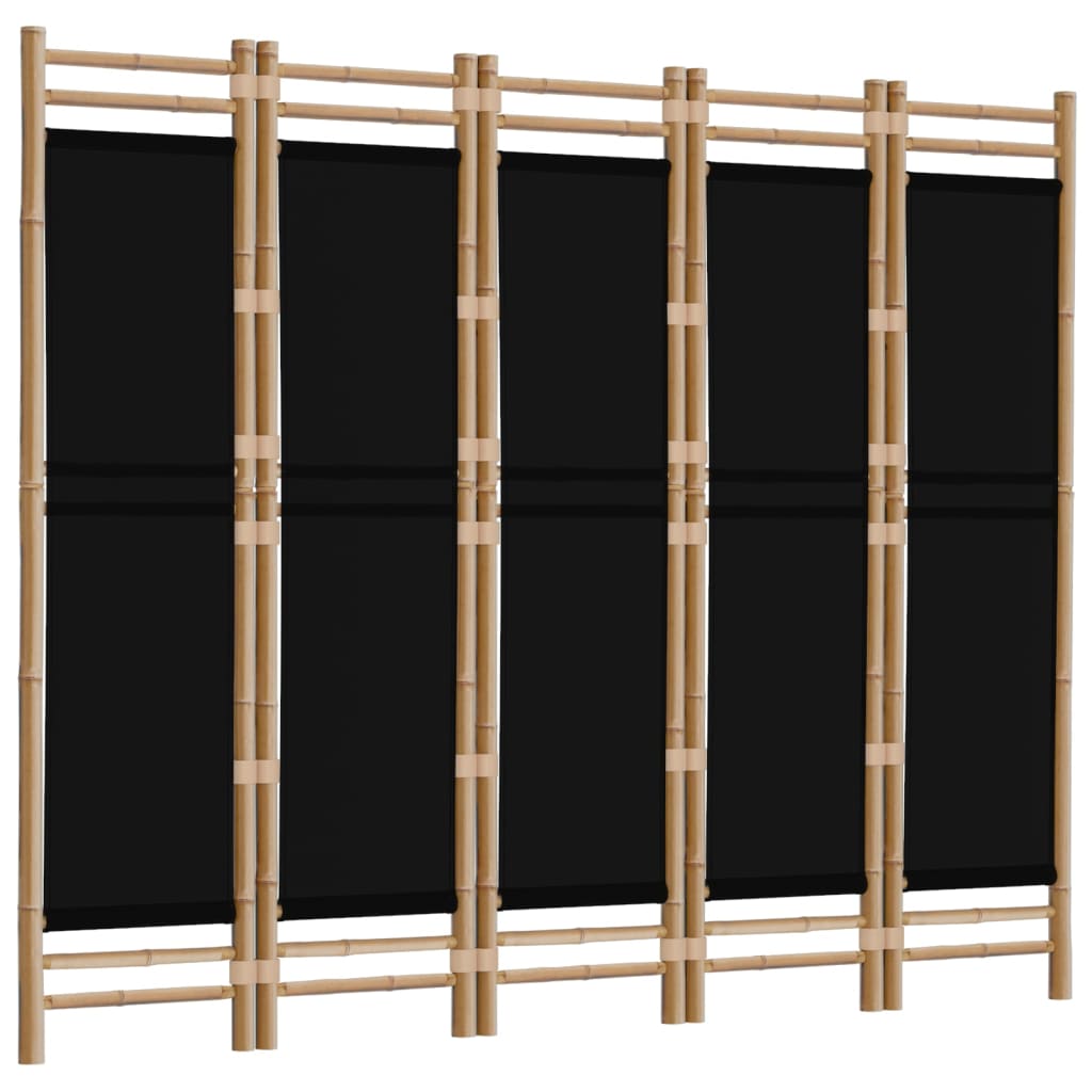 Folding 5-Panel Room Divider 78.7" Bamboo and Canvas