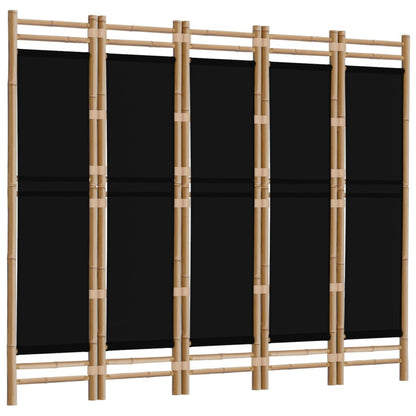 Folding 5-Panel Room Divider 78.7" Bamboo and Canvas