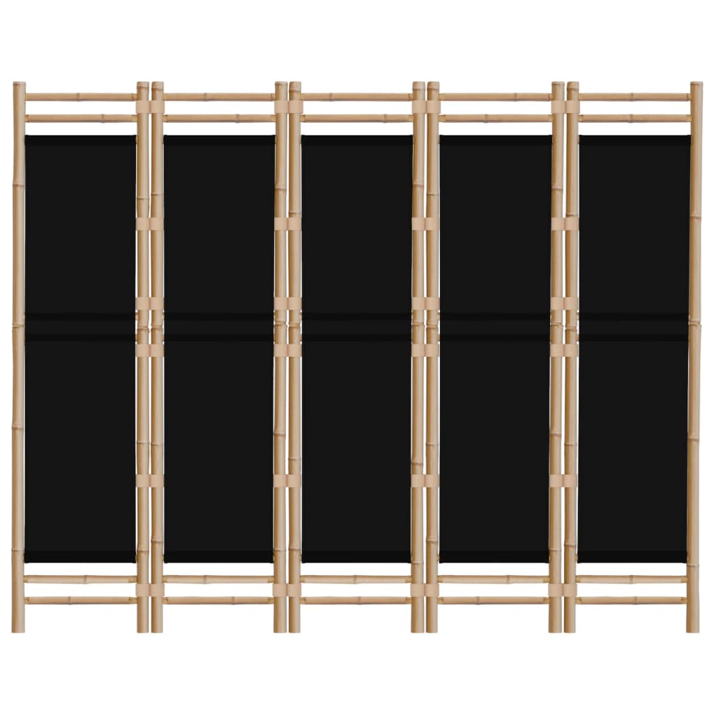 Folding 5-Panel Room Divider 78.7" Bamboo and Canvas
