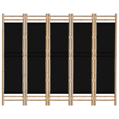 Folding 5-Panel Room Divider 78.7" Bamboo and Canvas