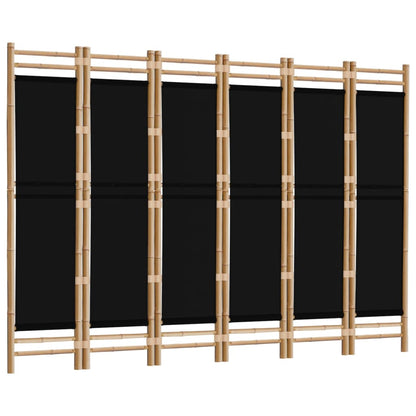 Folding 6-Panel Room Divider 94.5" Bamboo and Canvas