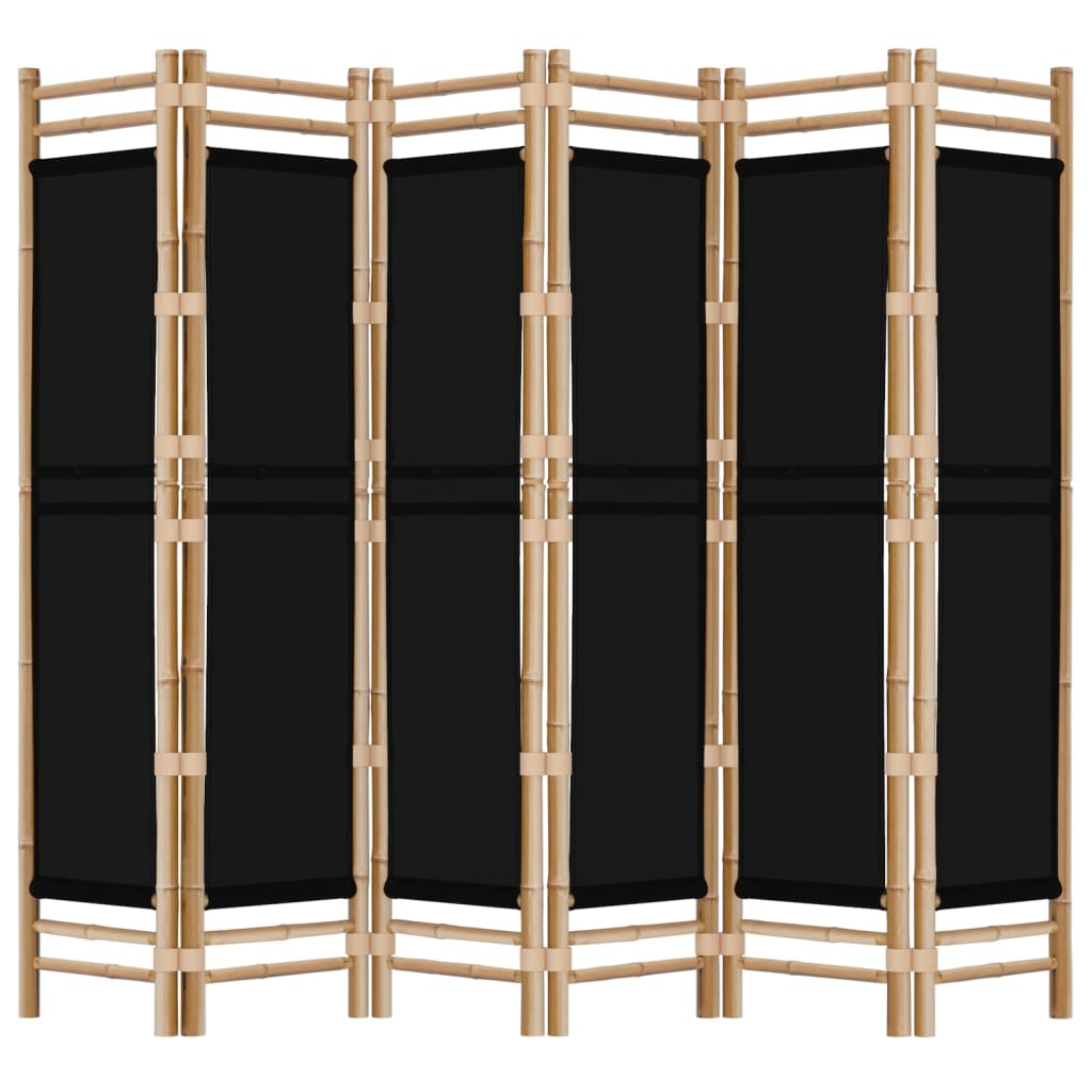 Folding 6-Panel Room Divider 94.5" Bamboo and Canvas