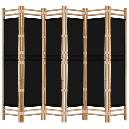 Folding 6-Panel Room Divider 94.5" Bamboo and Canvas