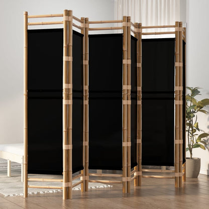 Folding 6-Panel Room Divider 94.5" Bamboo and Canvas