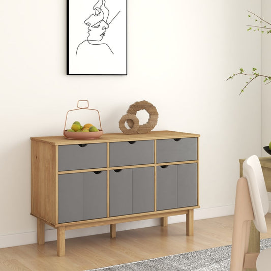 Sideboard OTTA Brown and Grey 114x43x73.5 cm Solid Wood Pine