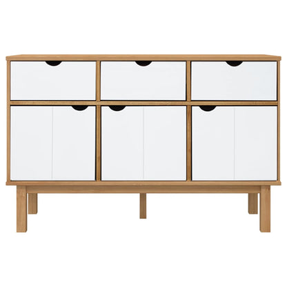 Sideboard OTTA Brown and White 114x43x73.5 cm Solid Wood Pine