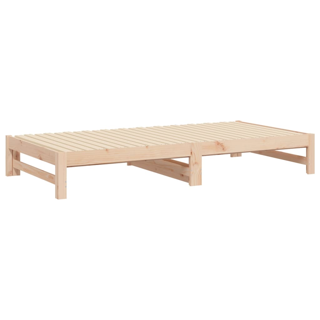 Day Bed | Natural Wood | Solid Pine Wood | Standard Double | Pull-Out